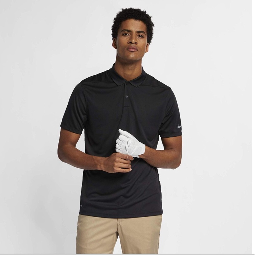 NIKE DRI FIT GOLF SHIRT LOGO ON SLEEVE EUC